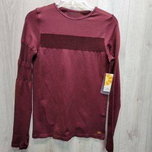 C&C California small Burgundy Long Sleeve  Shirt Moisture Wicking NEW [68]